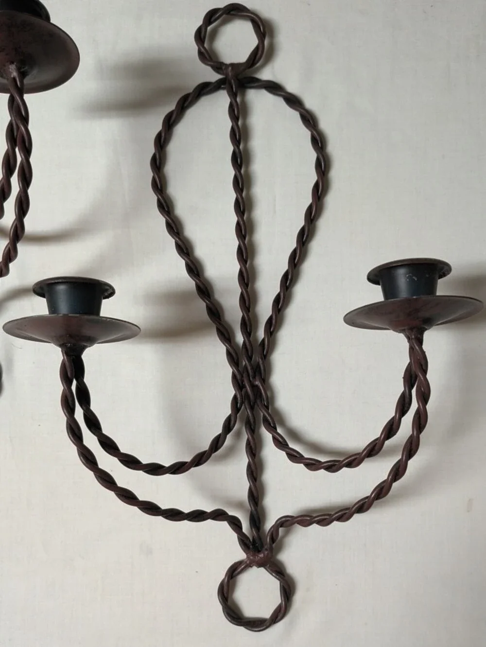 Rustic Twisted Metal Wall Candle Sconces - Brown (Pair) Western Cowboy